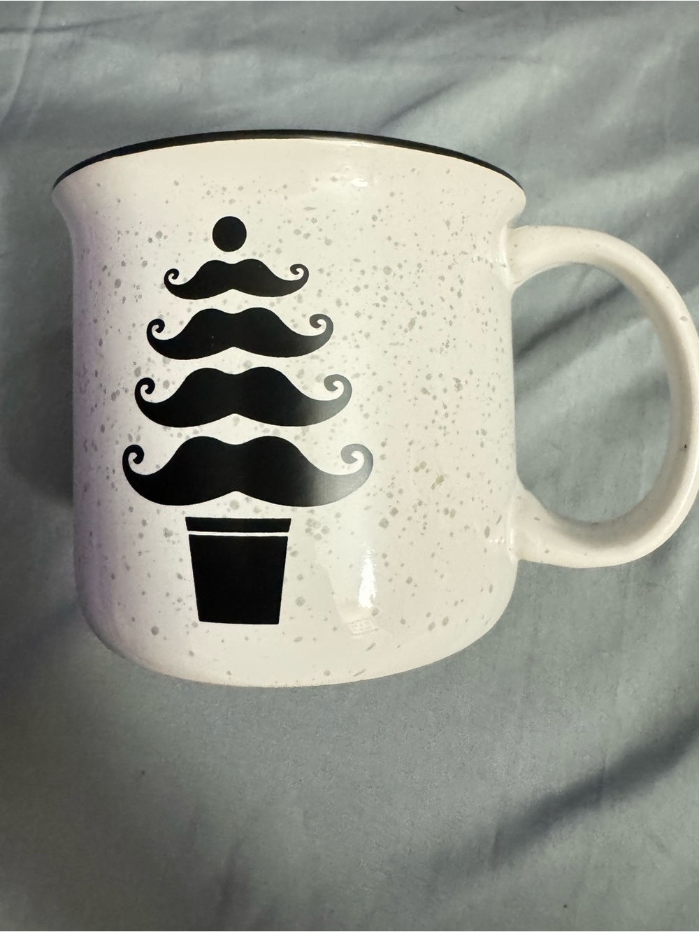 White Speckled Ceramic Mug with Black Tree Motif